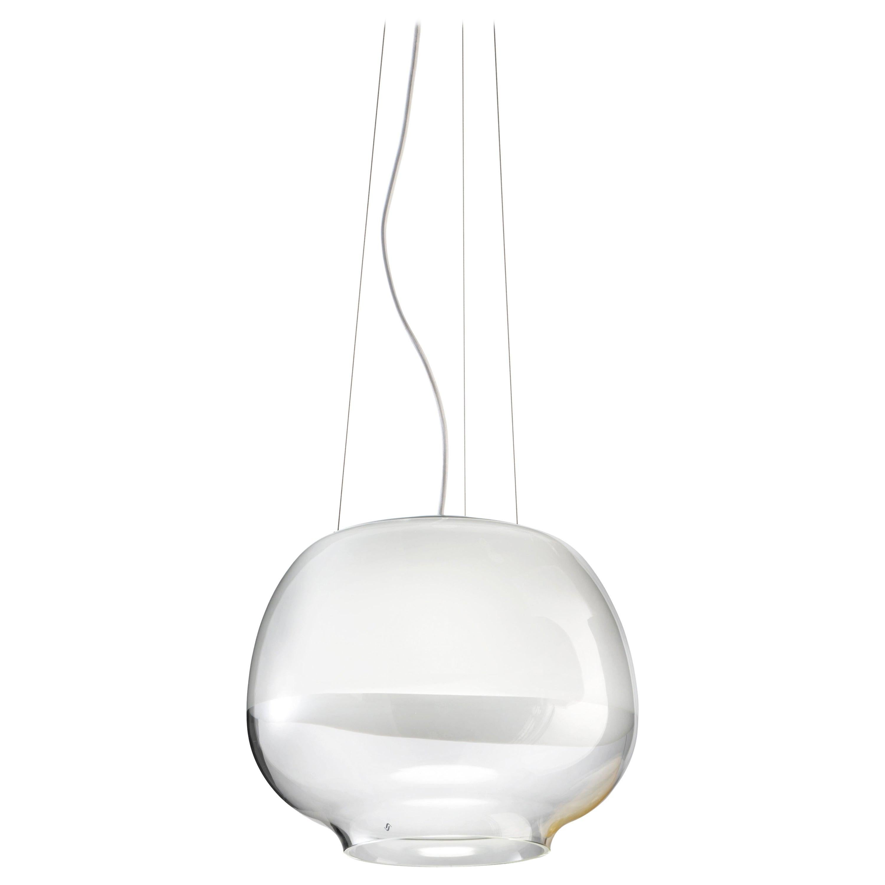 Lampe à suspension LED Vistosi Mirage SP blanche en cristal de Giovanni Barbato
