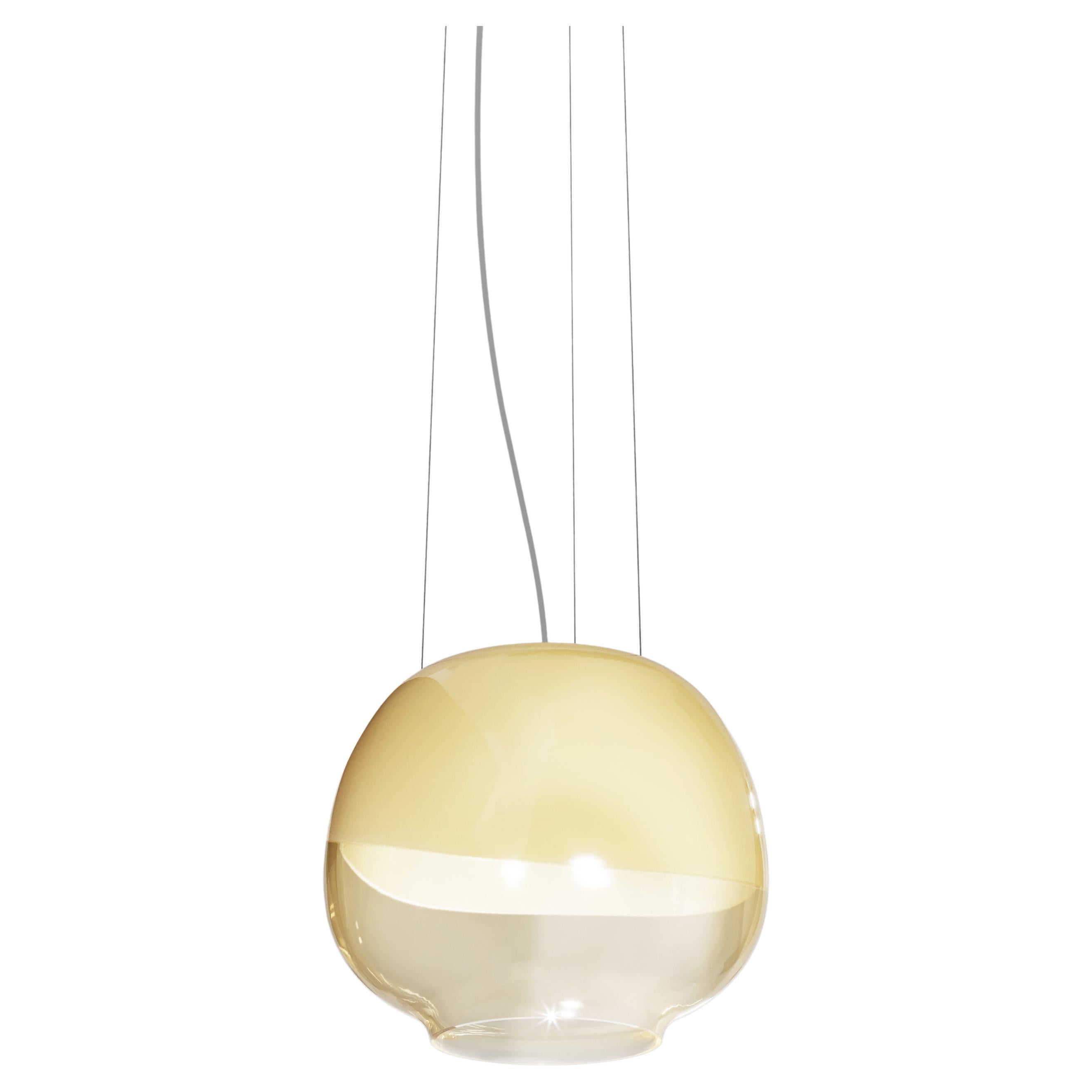 Vistosi Mirage Pendant Light in White Amber Glass And Glossy White Frame For Sale