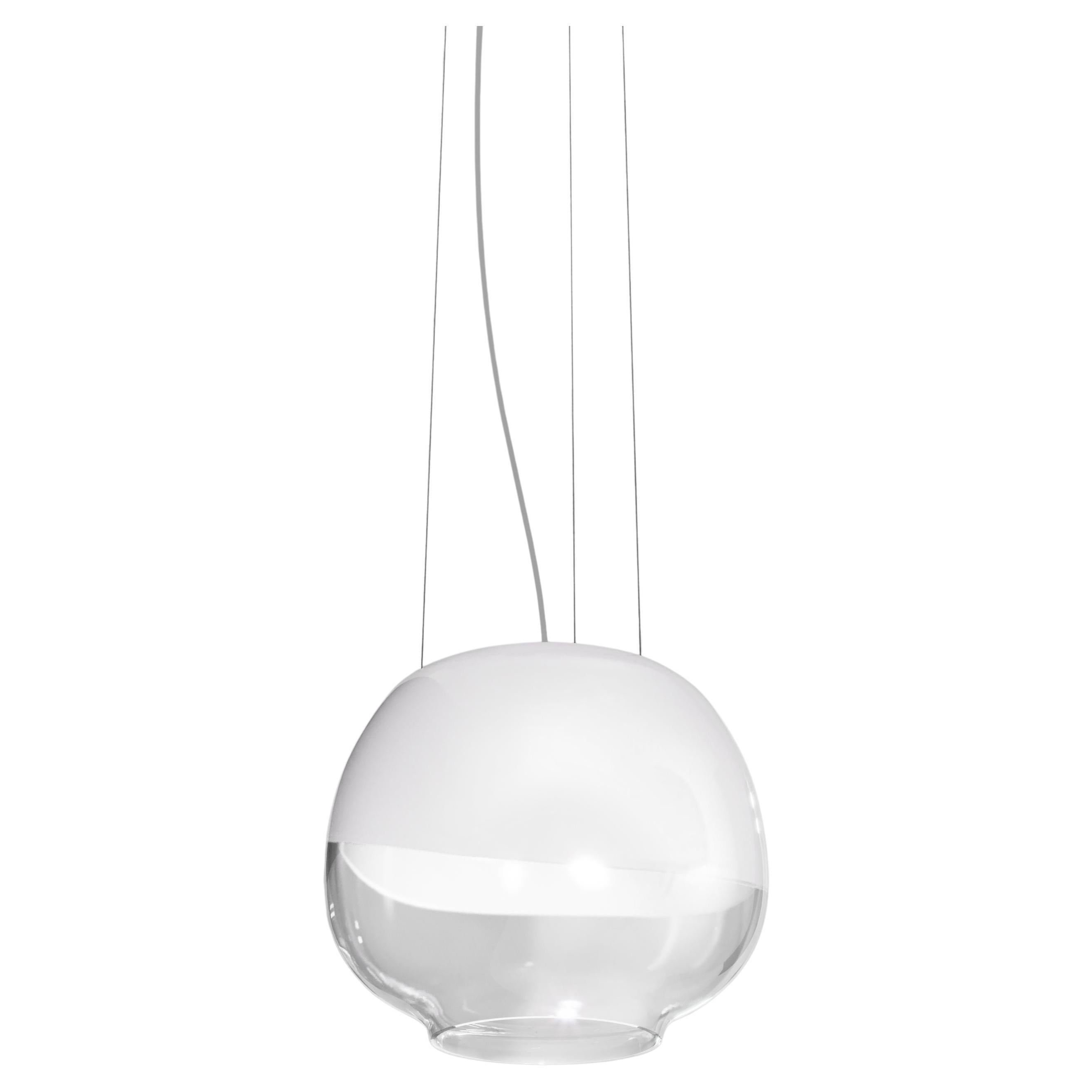 Vistosi Mirage Pendant Light in White Crystal Glass And Glossy White Frame