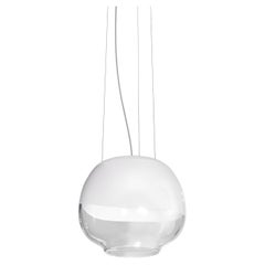 Vistosi Mirage Pendant Light in White Crystal Glass And Glossy White Frame