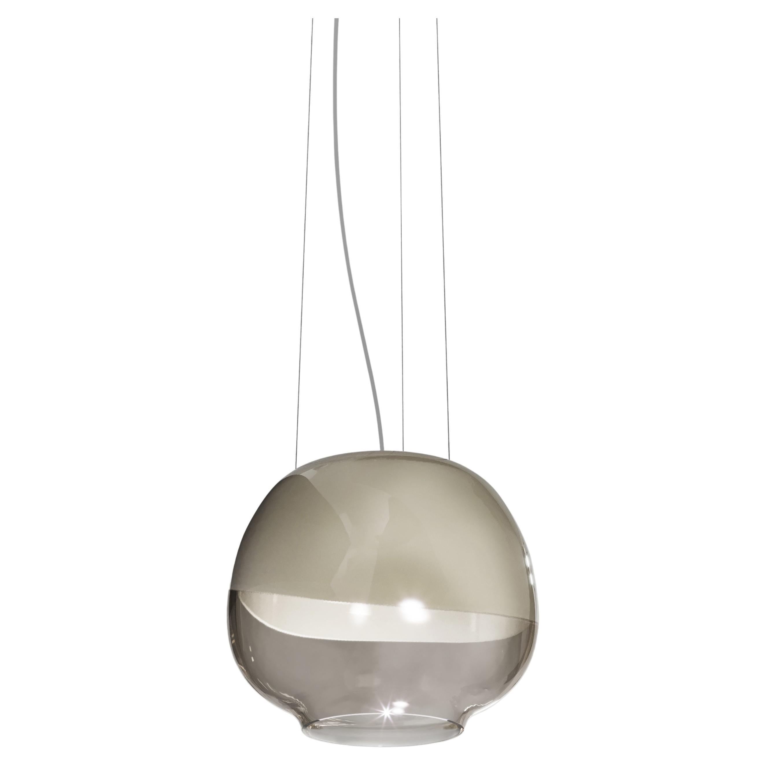 Vistosi Mirage Pendant Light in White Smoky Glass And Glossy White Frame For Sale