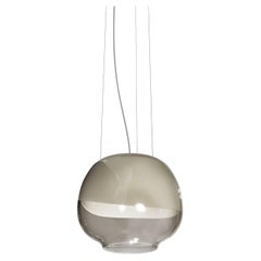 Vistosi Mirage Pendant Light in White Smoky Glass And Glossy White Frame