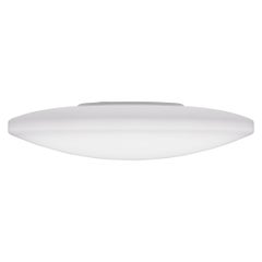 Vistosi Moris Einbau-/Wandleuchter aus weißem Satinglas und glänzendem weißem Rahmen