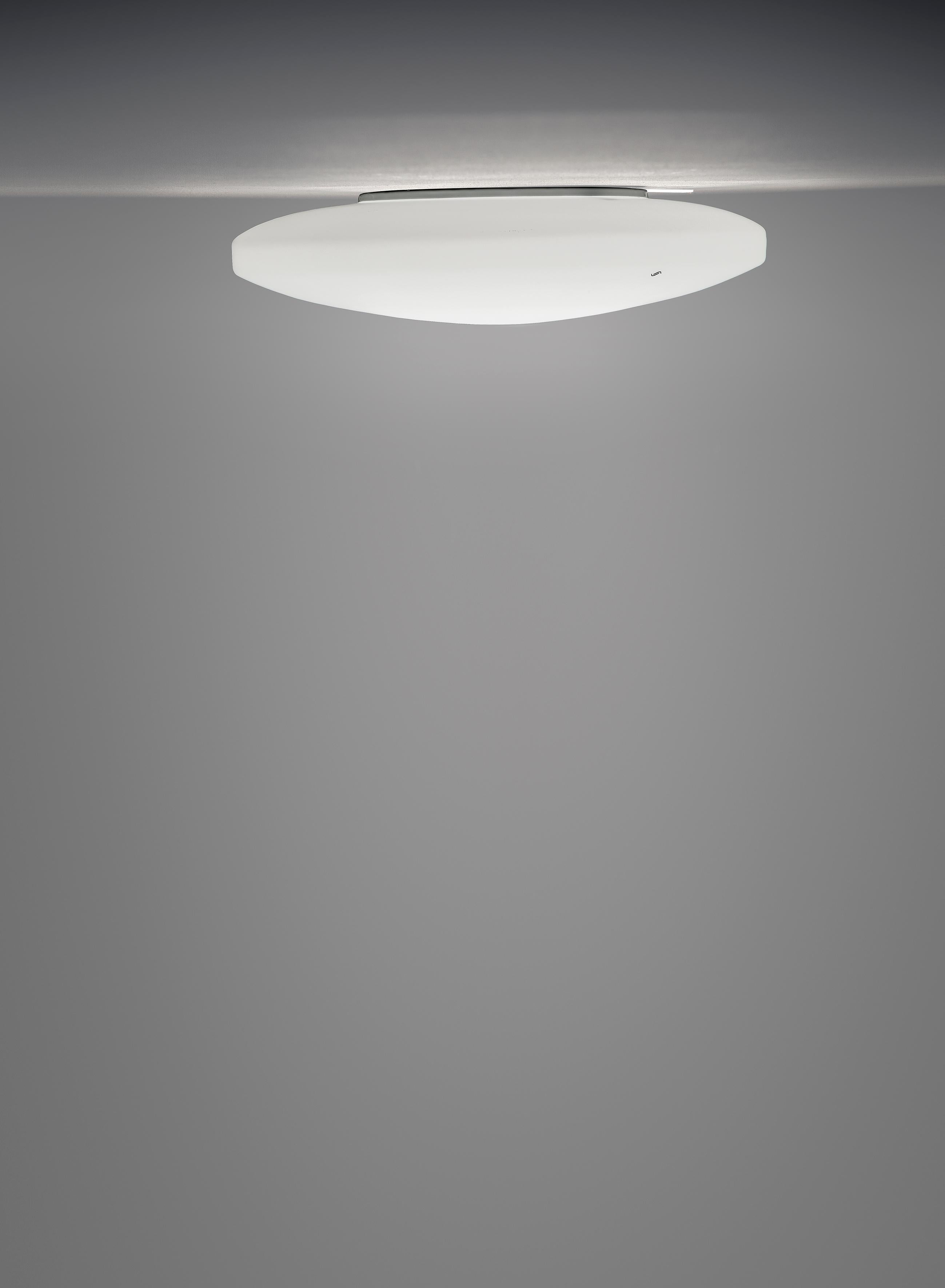 Italian Vistosi Moris Flush Mount/Wall Sconce in White Satin Glass & Glossy White Frame For Sale