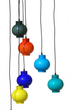 Vistosi Multi-Color Glass Pendant Midcentury 1950s Italian Design Ceiling Lamp