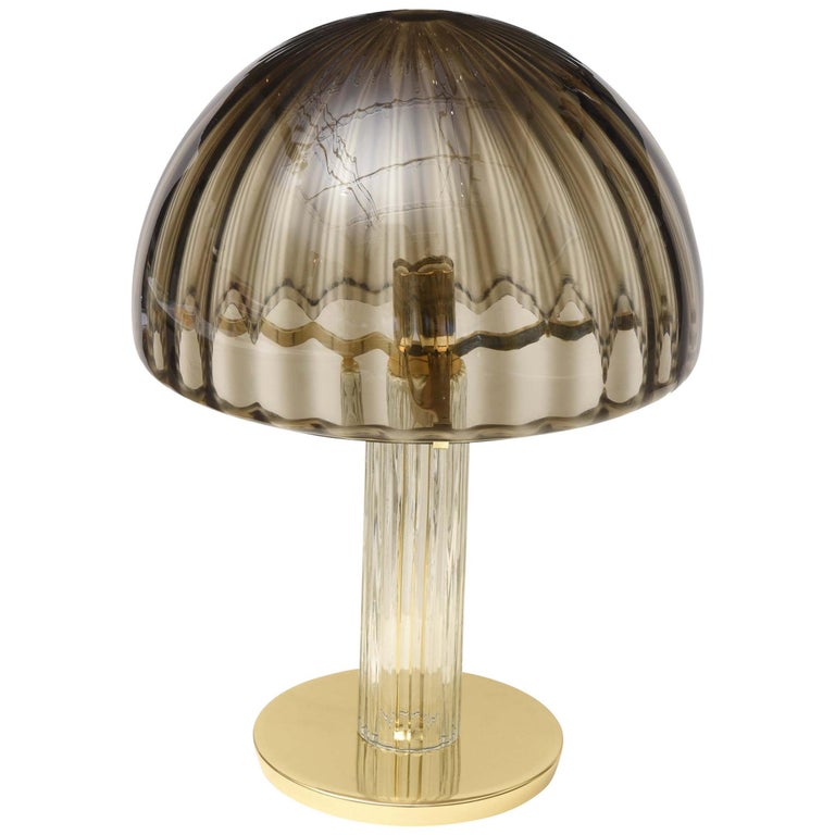 Vistosi Murano Brass and Glass Dome Table or Desk Lamp Vintage For Sale at 1stdibs