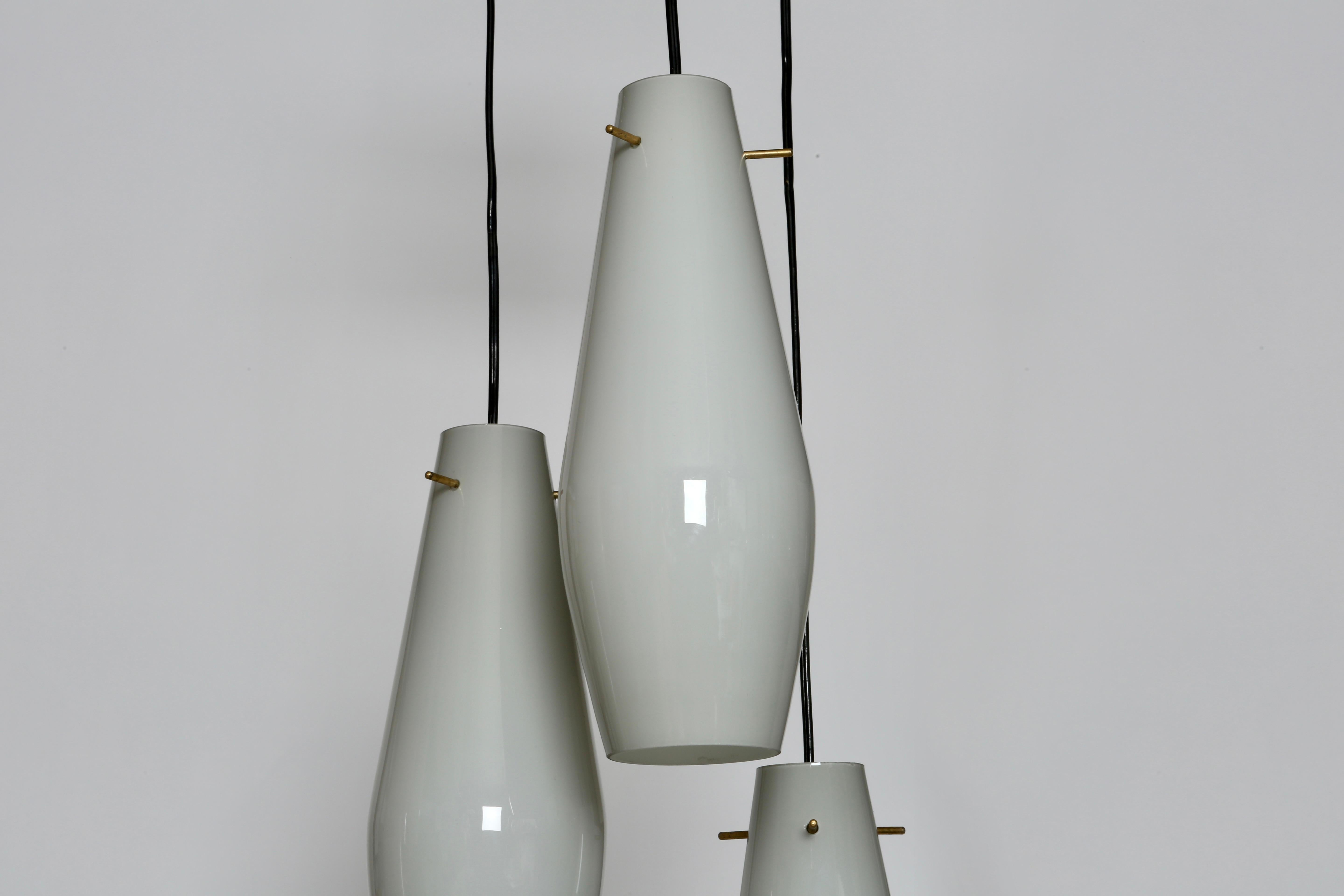 Enameled Vistosi Murano glass ceiling suspensions For Sale