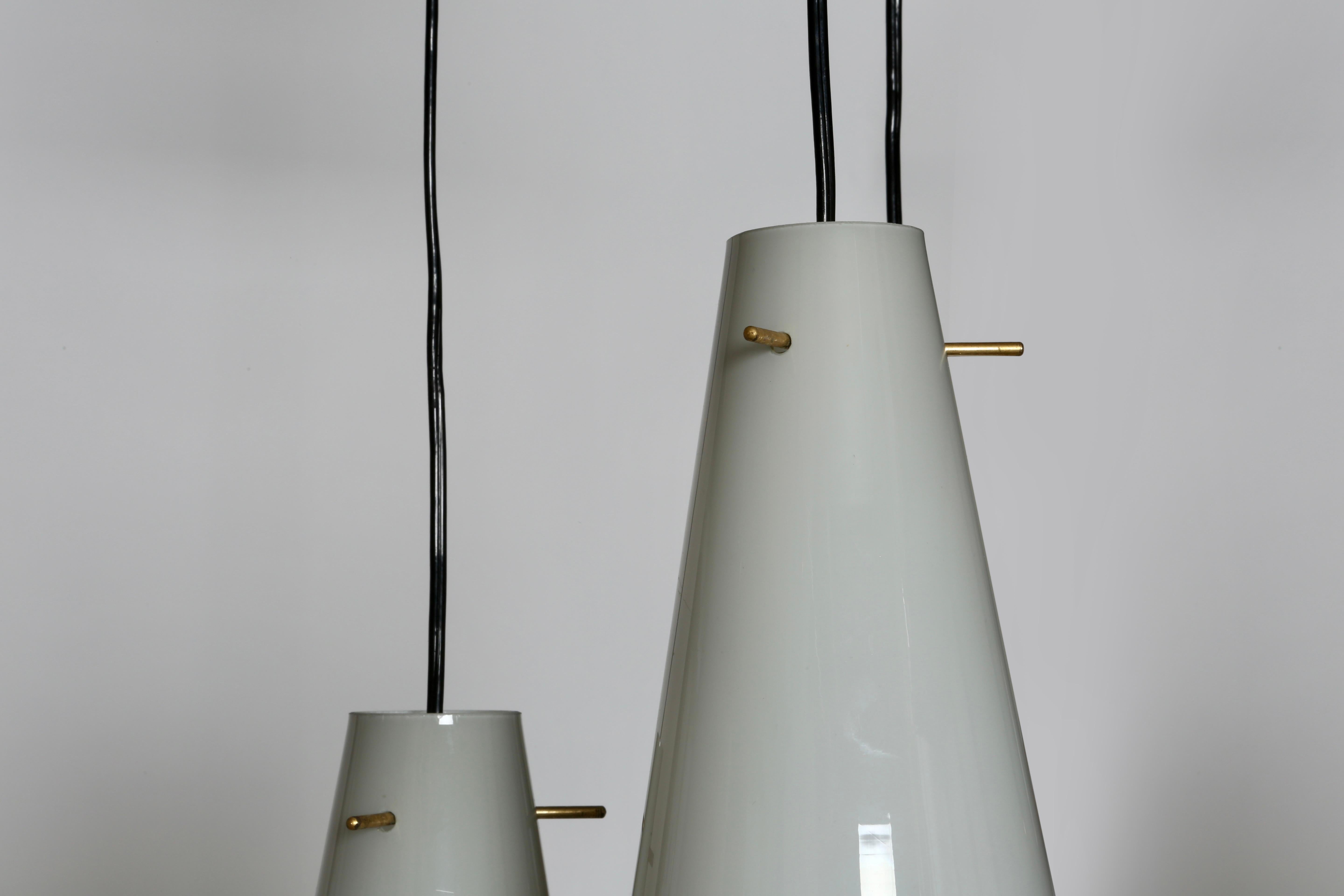Metal Vistosi Murano glass ceiling suspensions For Sale