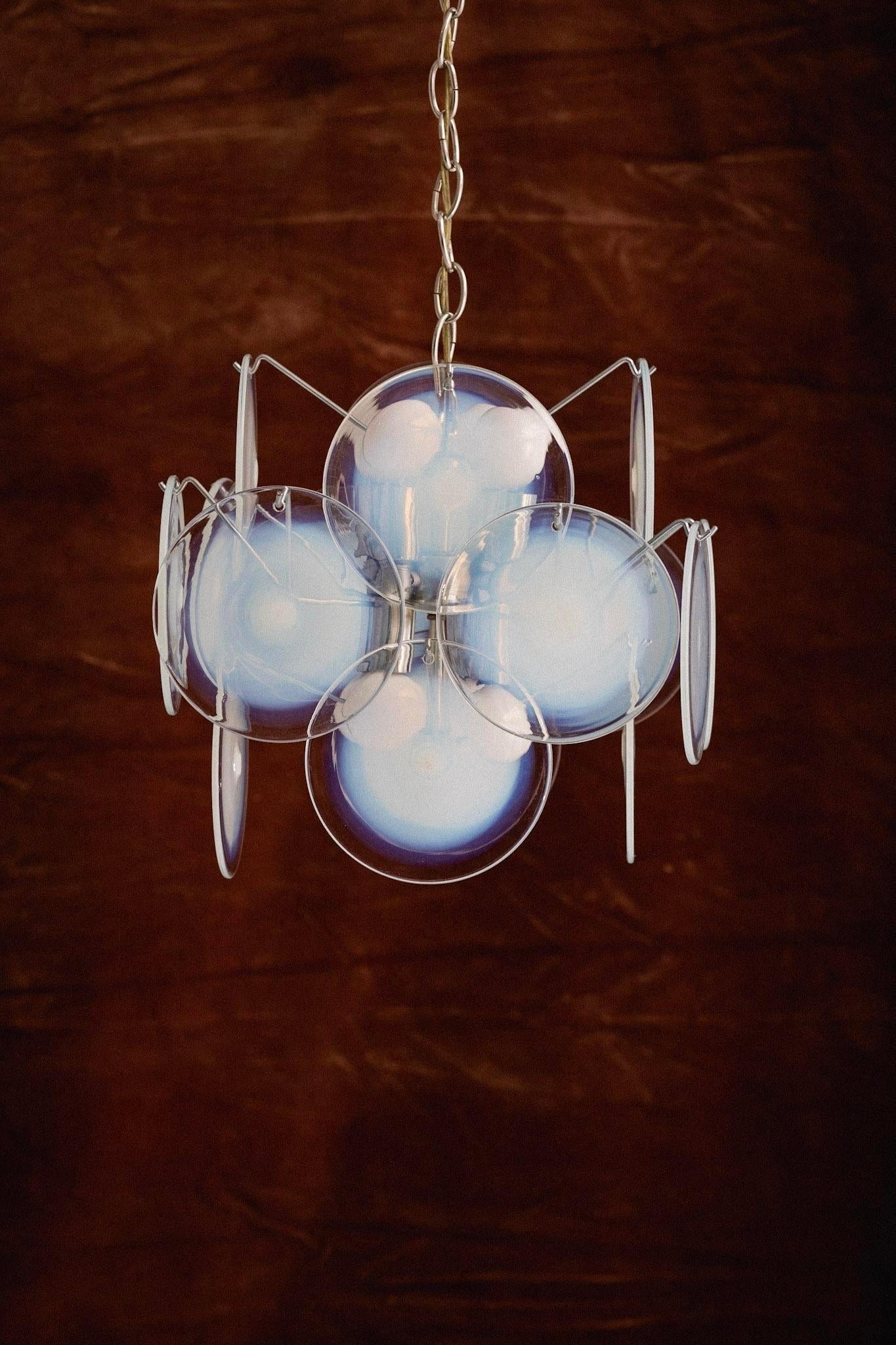Vistosi Murano Glass Disc Chandelier In Good Condition For Sale In Brooklyn, NY
