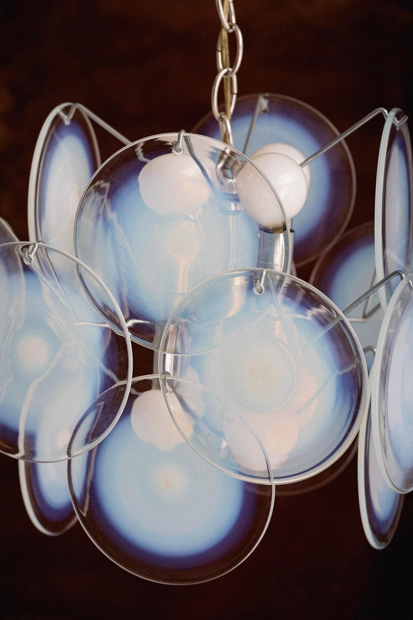 20th Century Vistosi Murano Glass Disc Chandelier For Sale