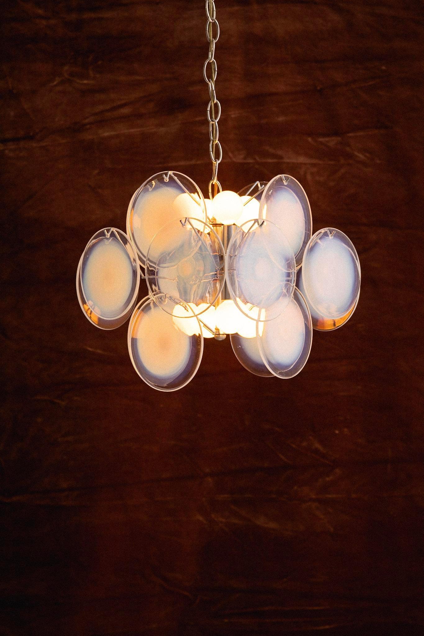 Vistosi Murano Glass Disc Chandelier For Sale 1
