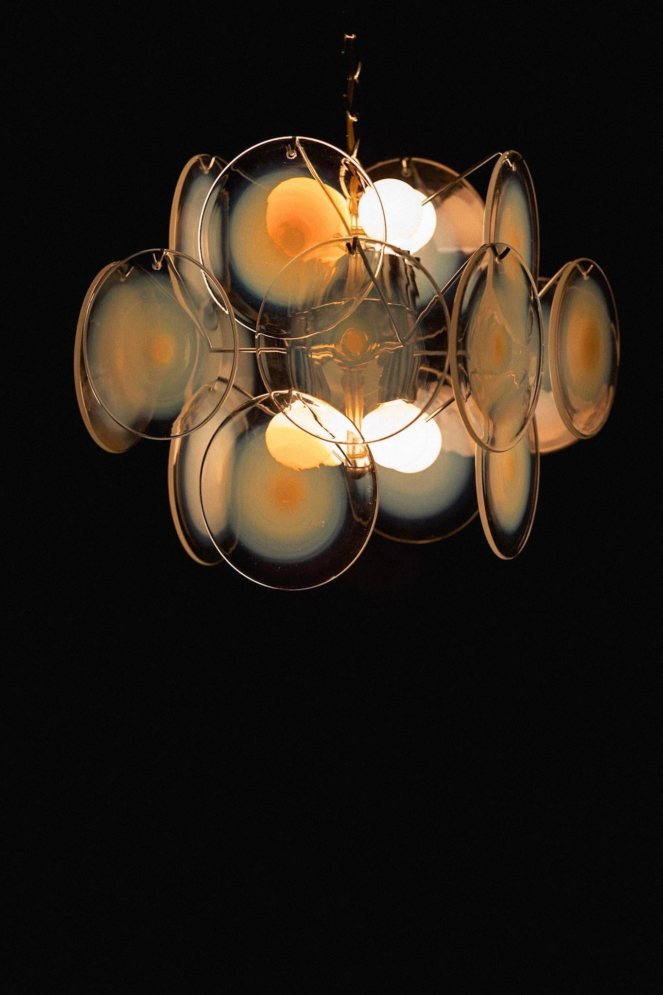 Vistosi Murano Glass Disc Chandelier For Sale 2