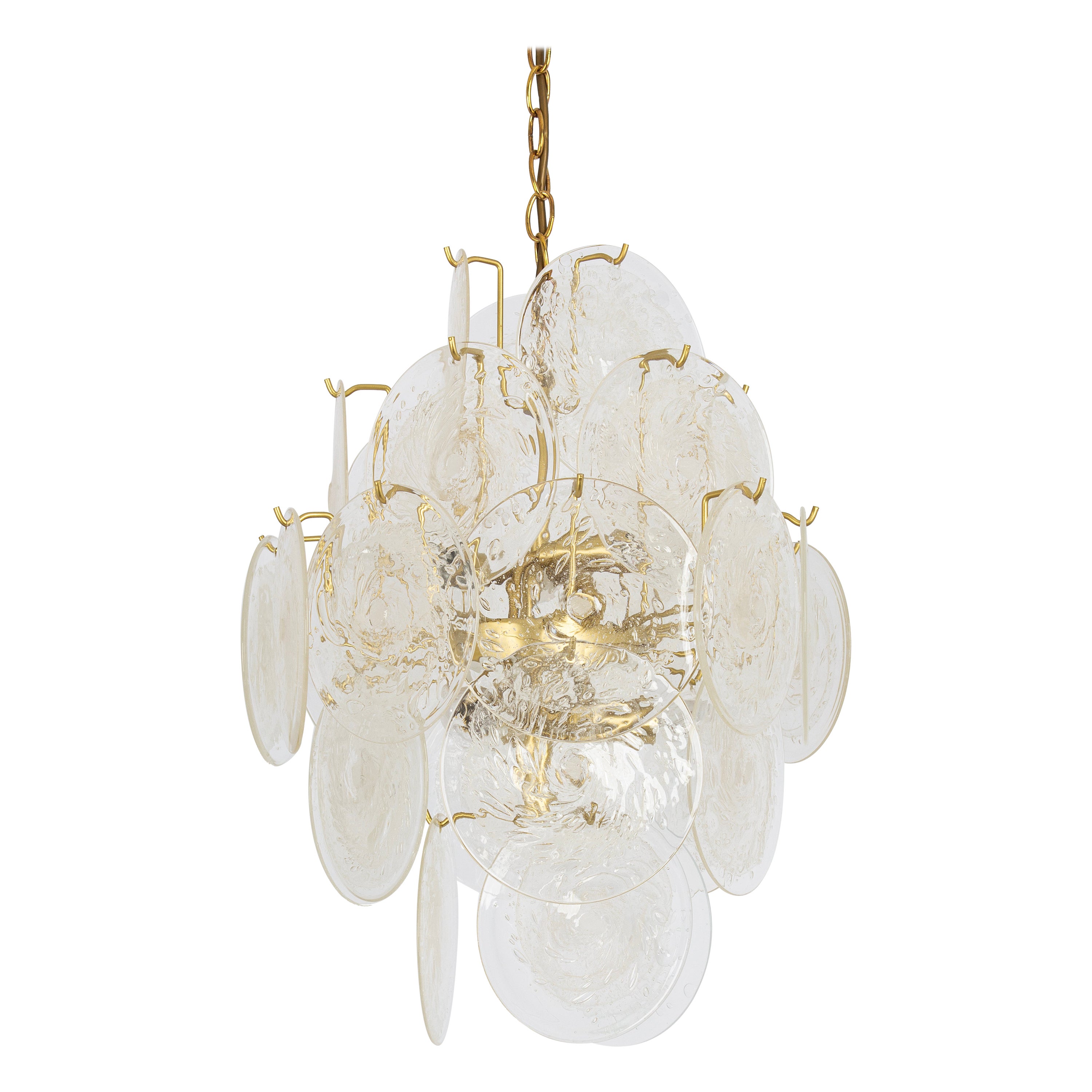 Vistosi Murano Glass Disc Chandelier, Italy, 1960s