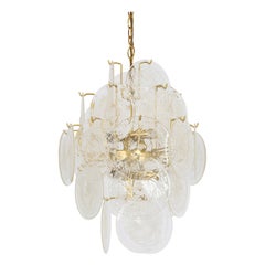 Vistosi Murano Glass Disc Chandelier, Italy, 1960s