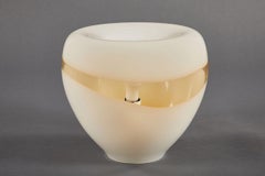 Vistosi Murano Glass Lamp in a Graceful Bowl Shape with Opaque and Amber Glass