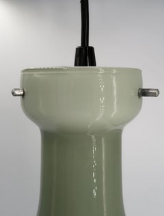 Vistosi Murano Modernist Green, Grey Opaline Glass Pendant, 1960s