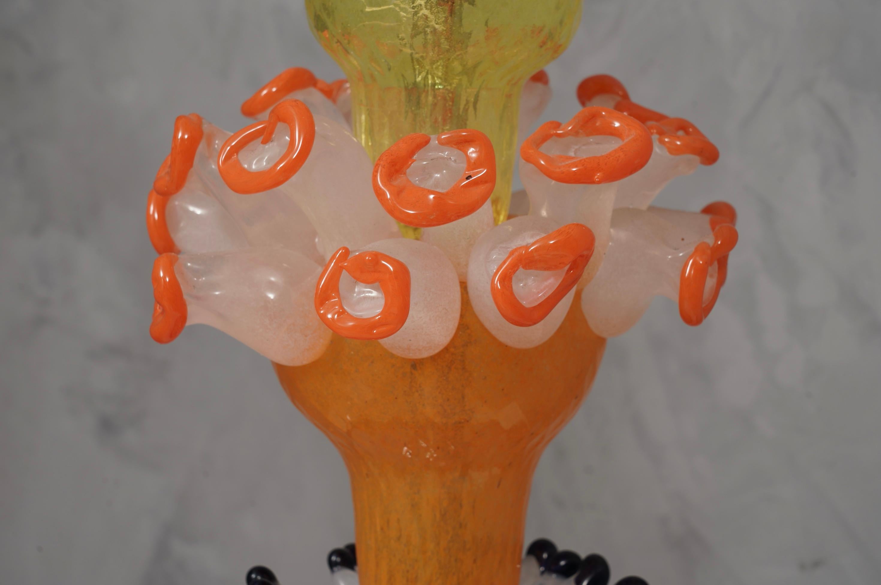 Vistosi Murano-Tischlampe aus orange-gelbem und braunem Kunstglas, 2006 im Zustand „Gut“ im Angebot in Rome, IT