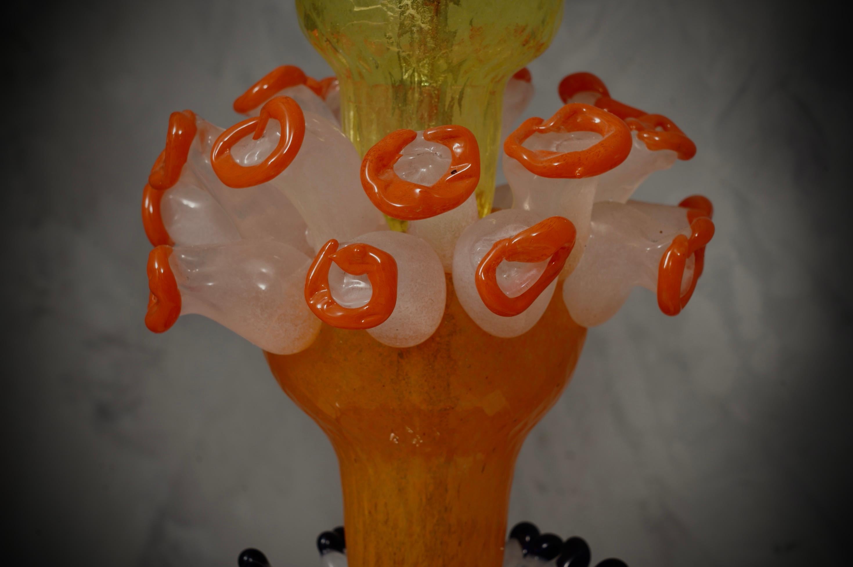 XXIe siècle et contemporain Lampe de bureau en verre d'art de Murano orange, jaune et bleu, Vistosi, 2006 en vente