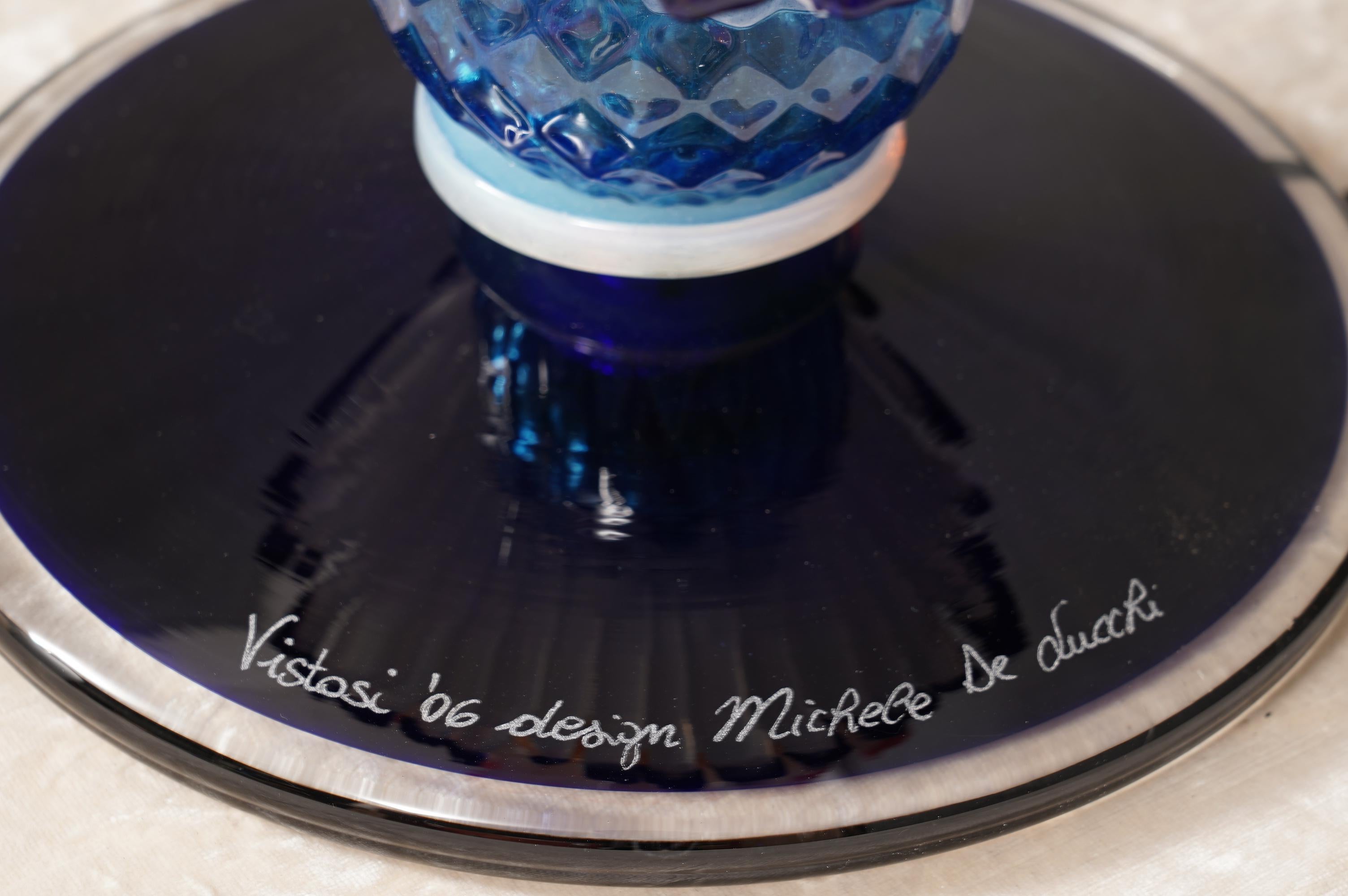 Vistosi Murano Orange-Gelb und Blau Kunstglas Farbe Tischlampe, 2006 (Muranoglas) im Angebot
