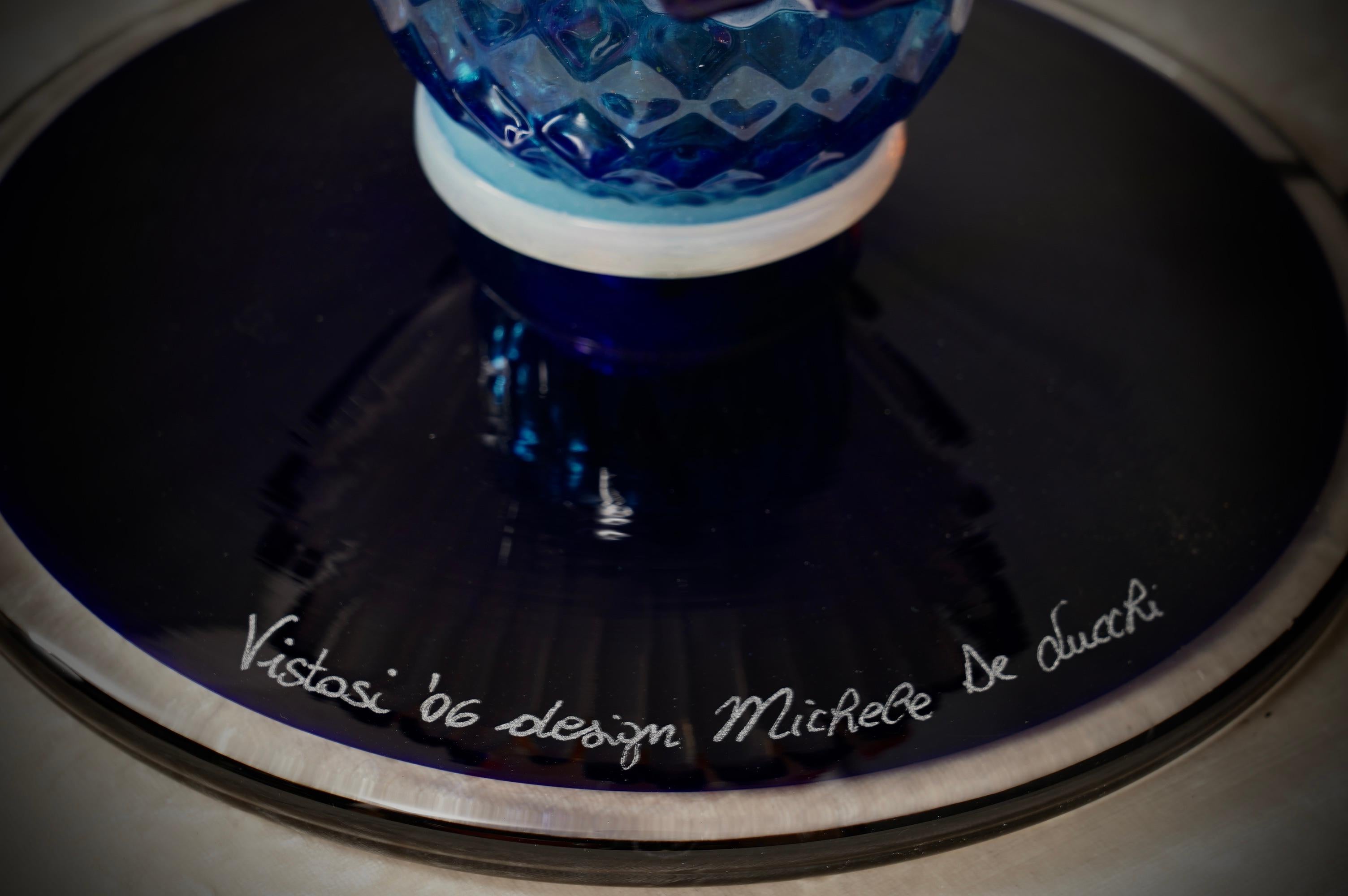 Lampe de bureau en verre d'art de Murano orange, jaune et bleu, Vistosi, 2006 en vente 1