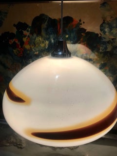 Vistosi Mid-century modern Murano Glass with color Stripes Italian Pendant, 1970