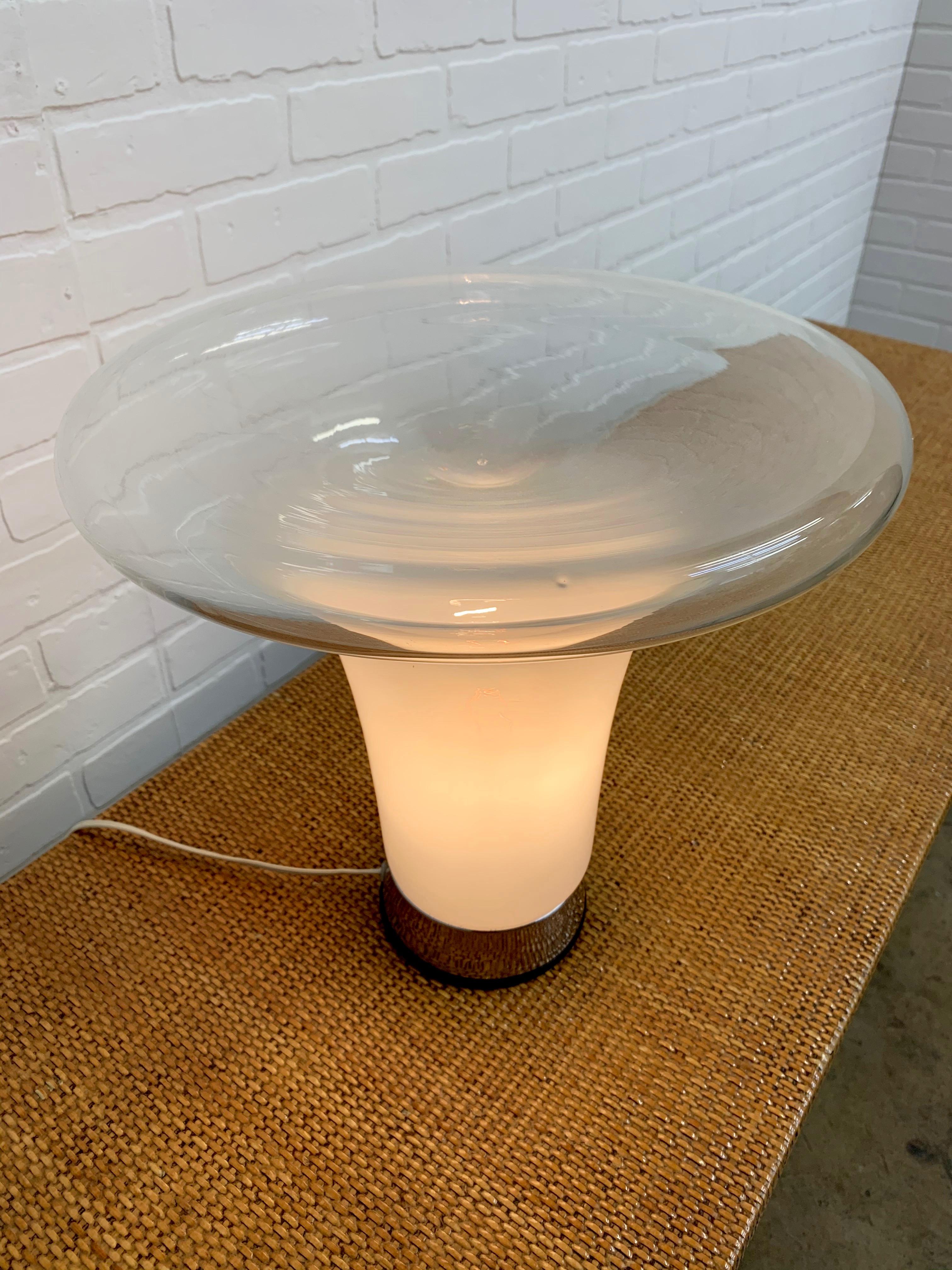 Metal  Angelo Mangiarotti Lesbo Table Lamp for Artemide Italian Blown Glass 1960s