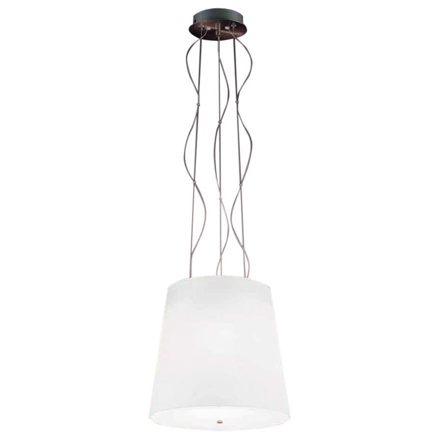 Modern Medium Pendant Light in White Murano Blown Glass, Naxos by Vistosi For Sale