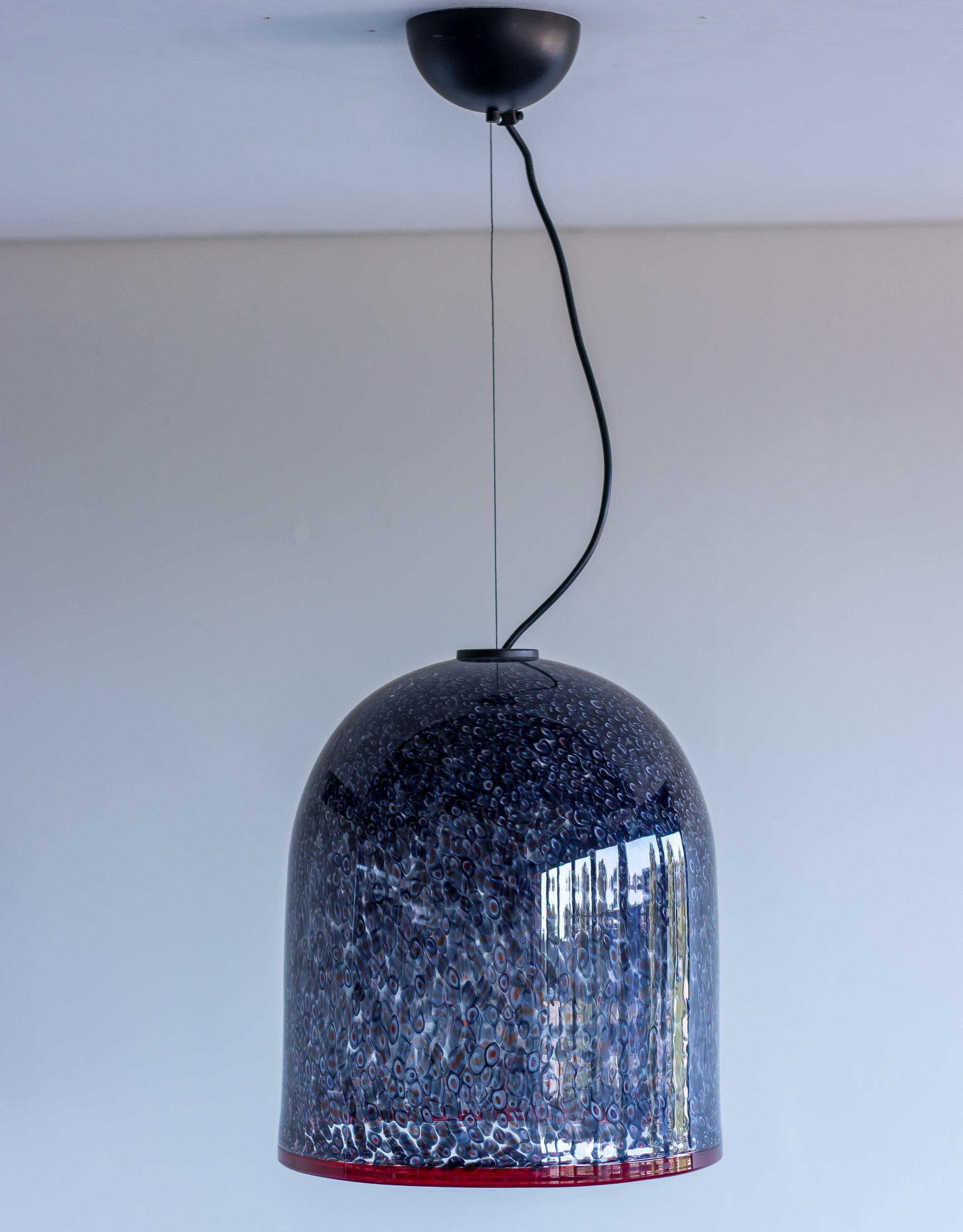 Steel Vistosi Neverino Murano Glass Pendant by Gae Aulenti For Sale