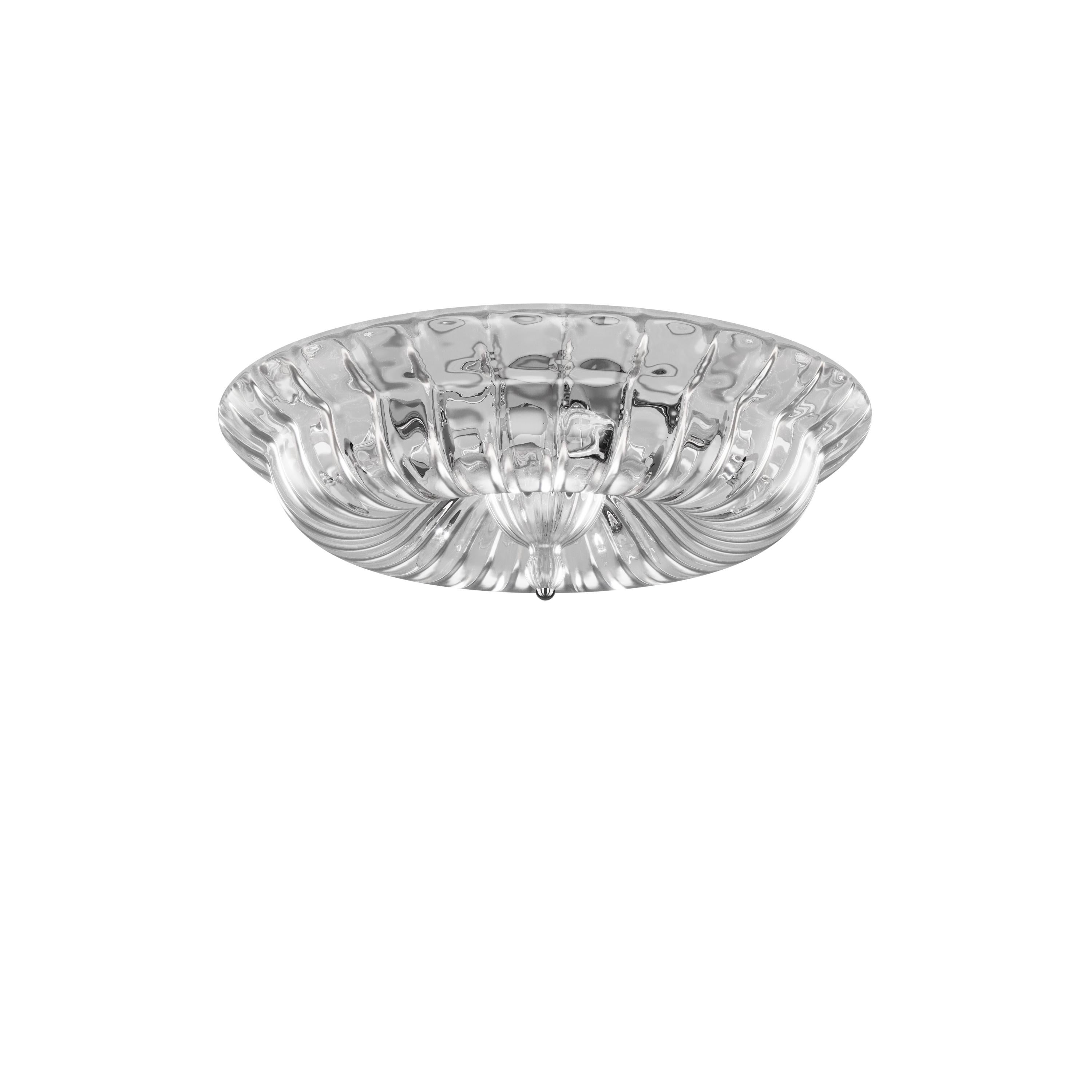 Modern Vistosi Novecento Ceiling Lamp in Crystal Striped Glass For Sale