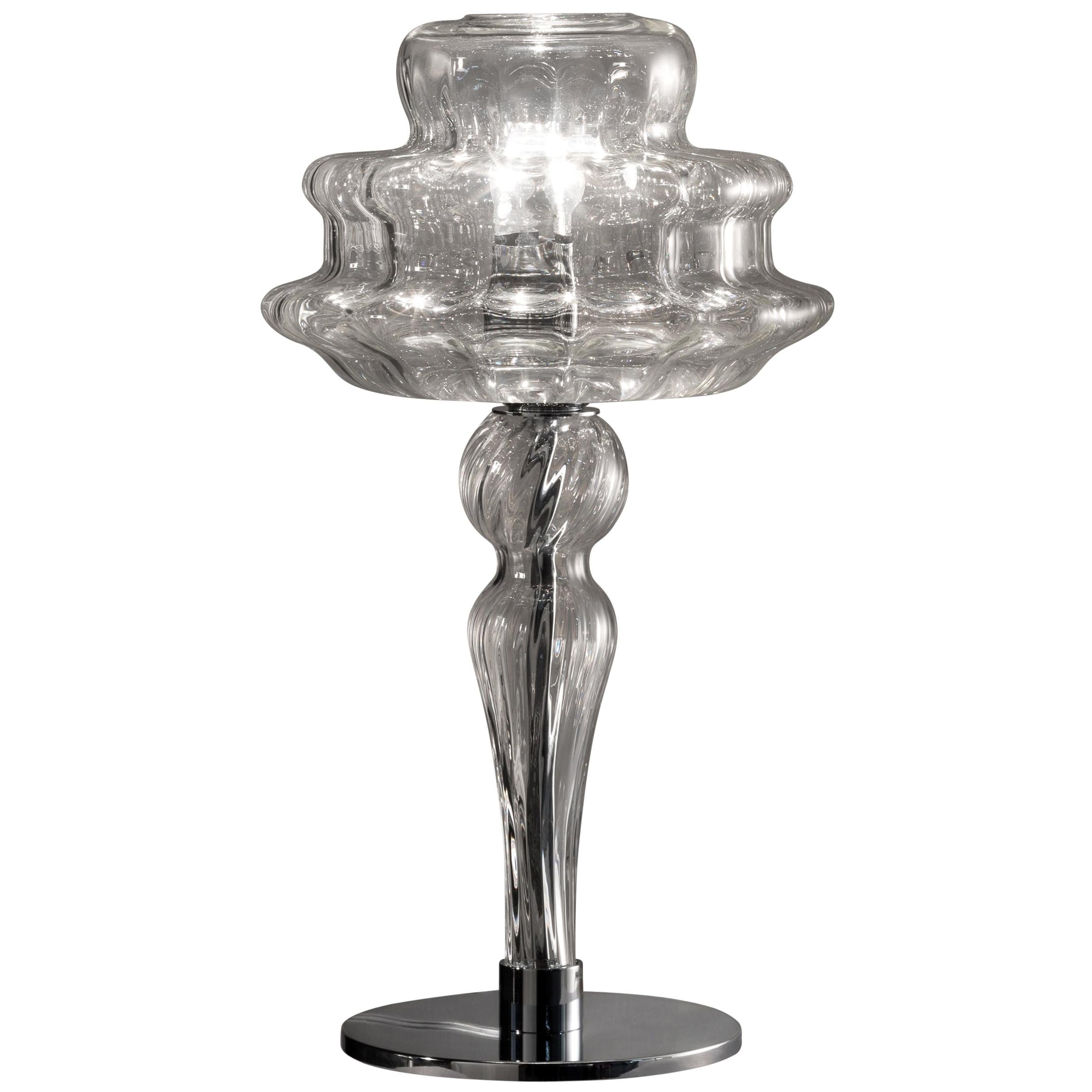 Lampe de bureau Vistosi Novecento LT rayée en cristal par Romani Saccani