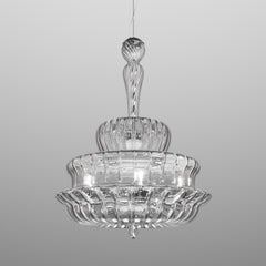 Vistosi Novecento Pendant Light in Crystal Striped Glass