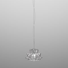 Vistosi Novecento, lampada a sospensione in vetro a righe di cristallo