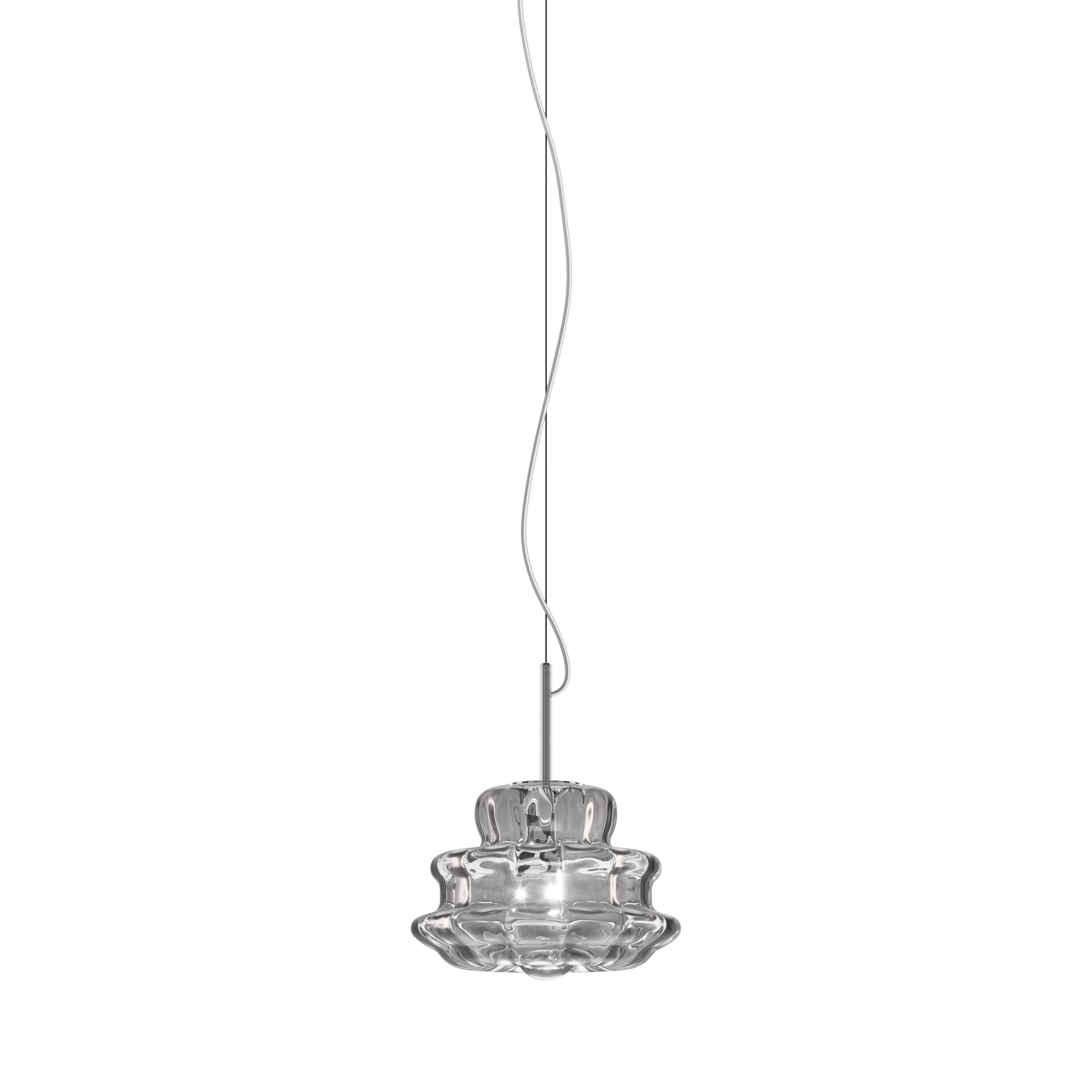 Modern Vistosi Novecento Pendant Light in Crystal Striped Glass For Sale