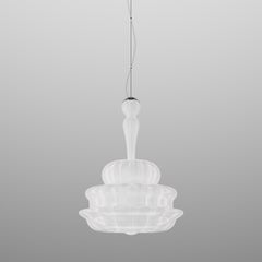 Vistosi Novecento Pendant Light in White Striped Glass