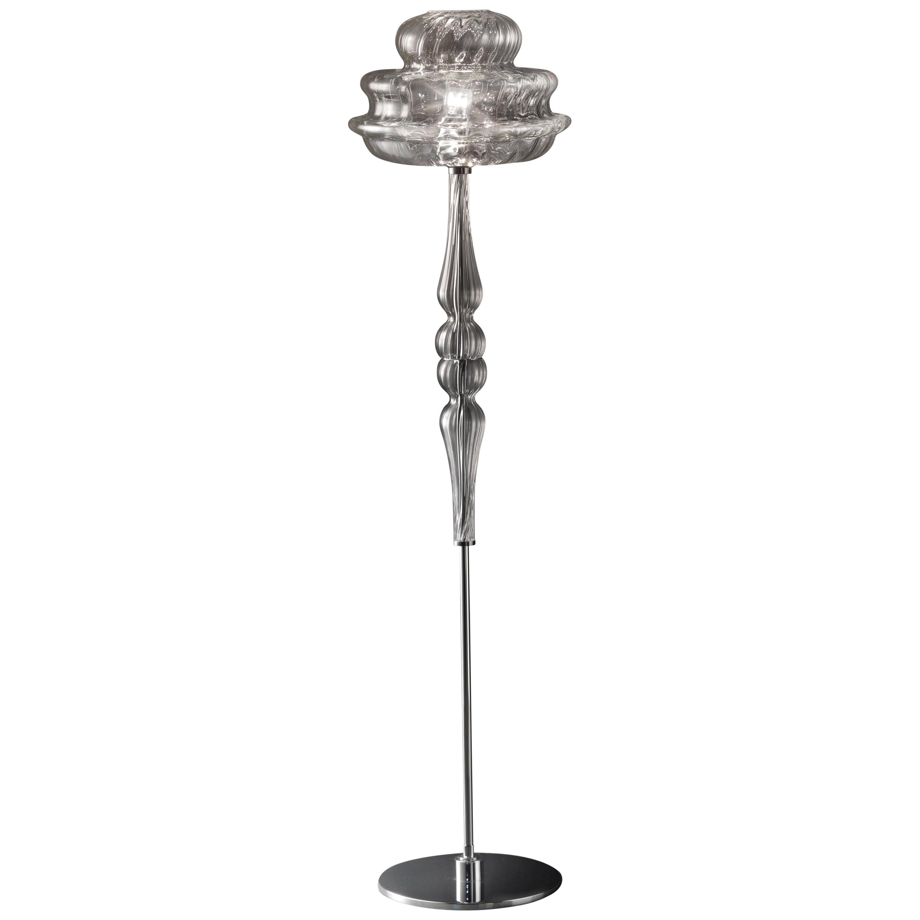 Vistosi Novecento PT Floor Lamp in Crystal Striped by Romani Saccani For Sale