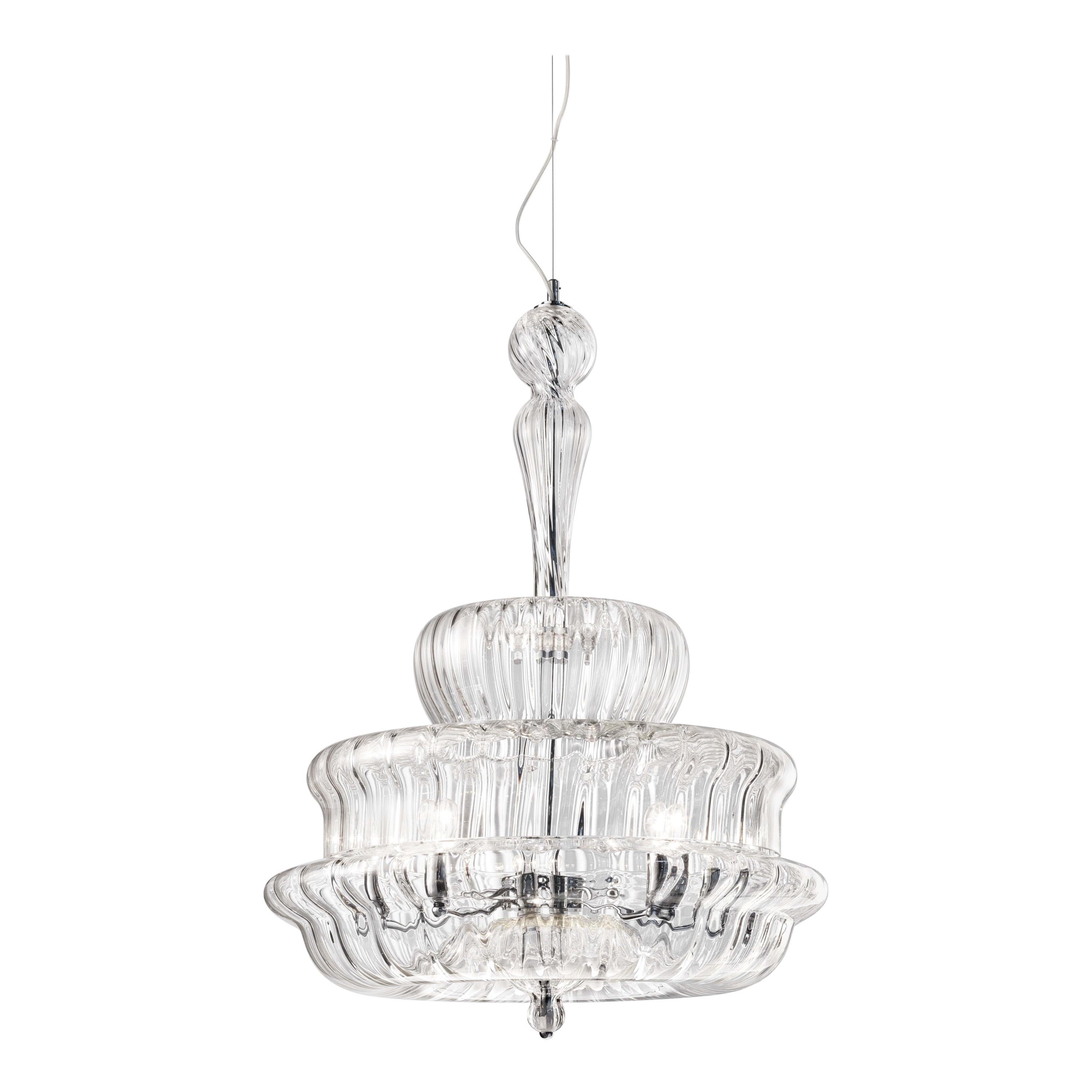 En vente : Clear (Crystal and Stripped Glass) Vistosi Novecento SP G Suspension Light de Romani Saccani Architetti Associati