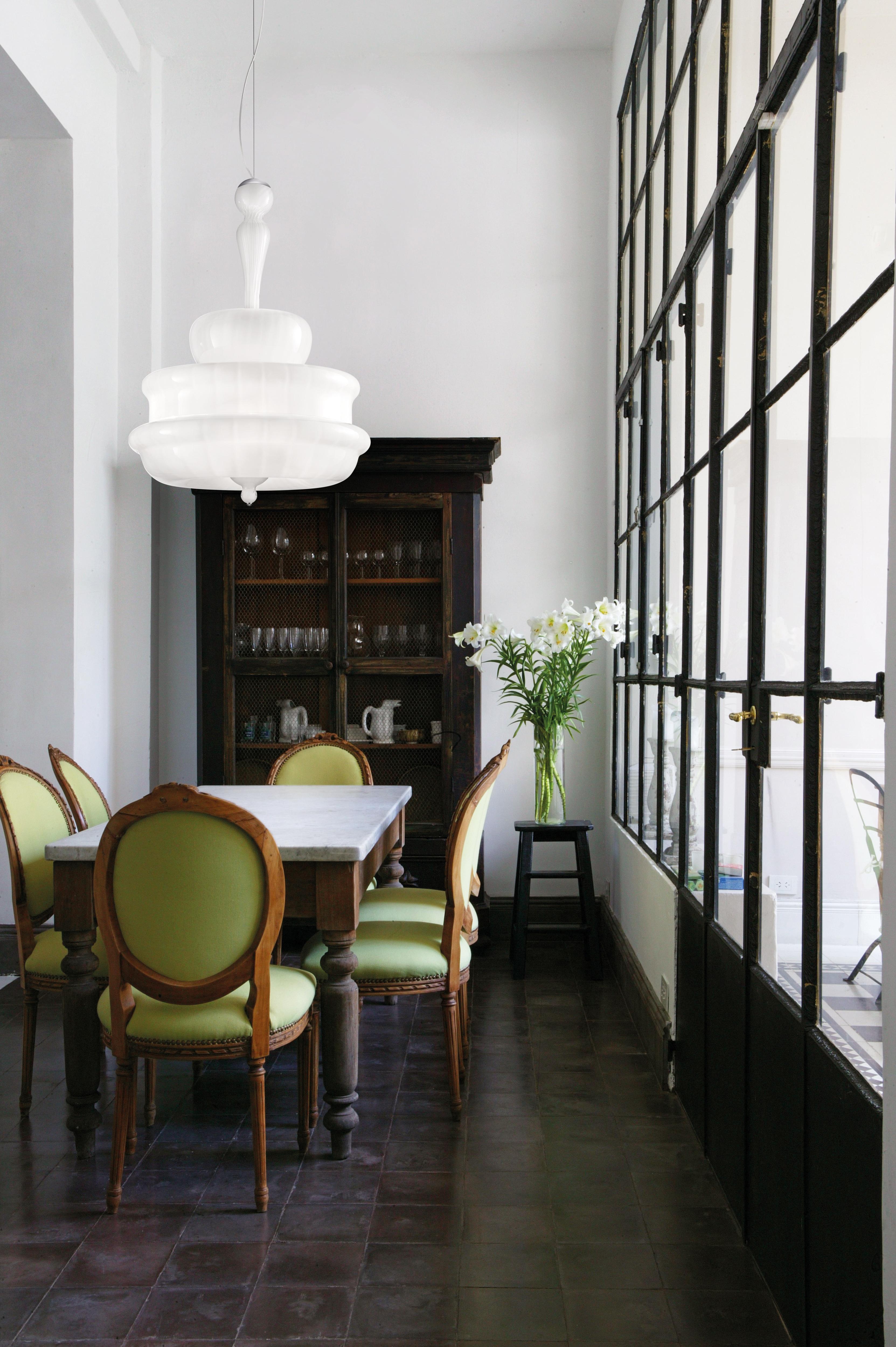 Vistosi Novecento Pendelleuchte aus weißem Glas  im Zustand „Neu“ im Angebot in Mogliano Veneto, Treviso