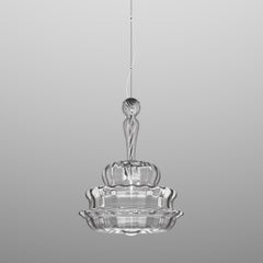 Vistosi Novecento Pendant Light in Crystal Striped Glass