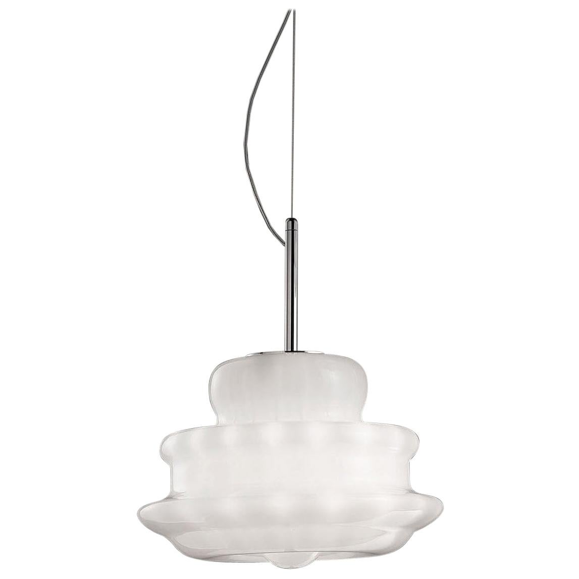 Vistosi Novecento Pendant Light in White Striped Glass