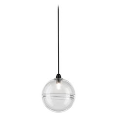 Lampe à suspension Vistosi Oro en cristal transparent avec finition en nickel noir brillant