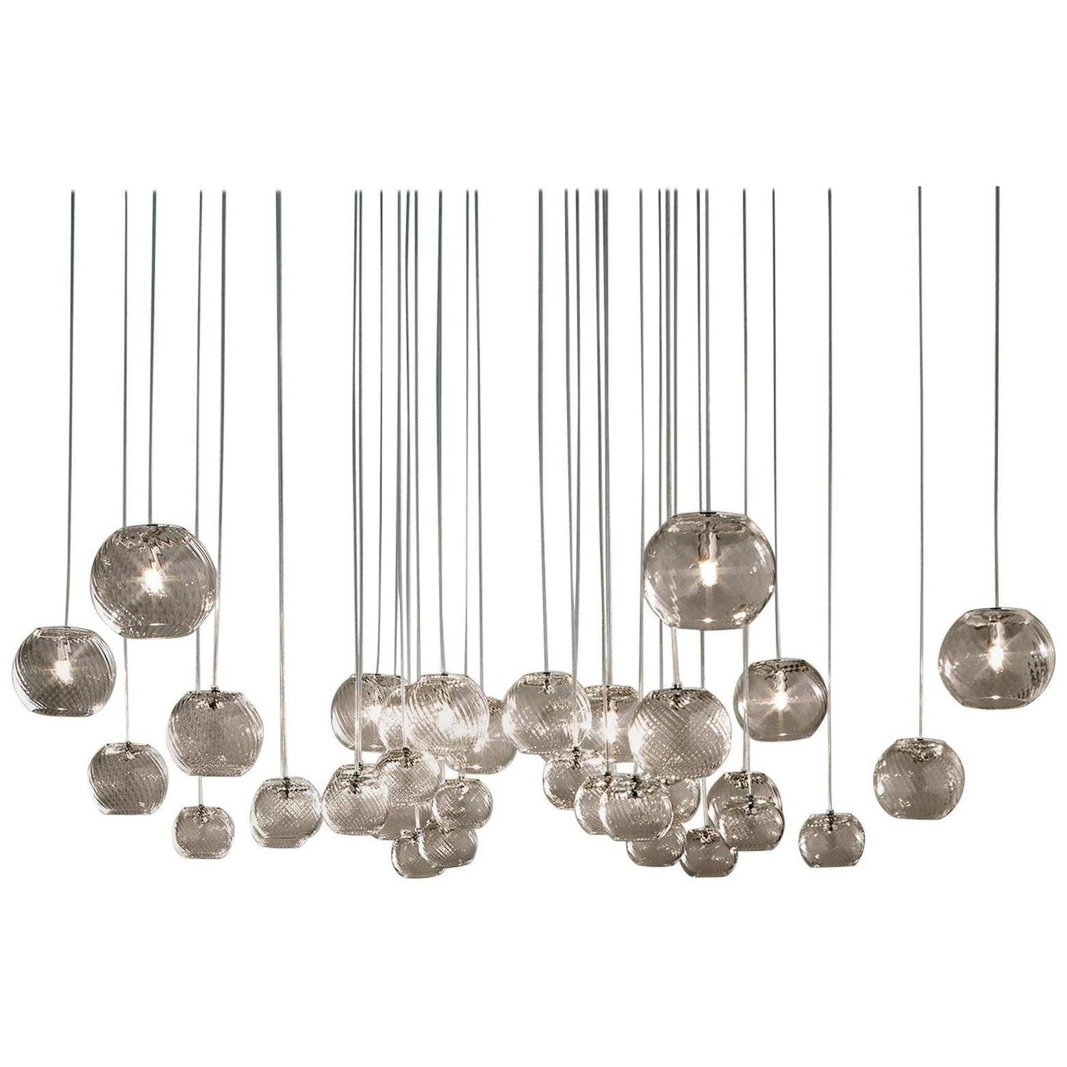 For Sale: Gray (Smoky and Stripped Glass) Vistosi Oto SP CHA Suspension Light by Pio E Tito Toso