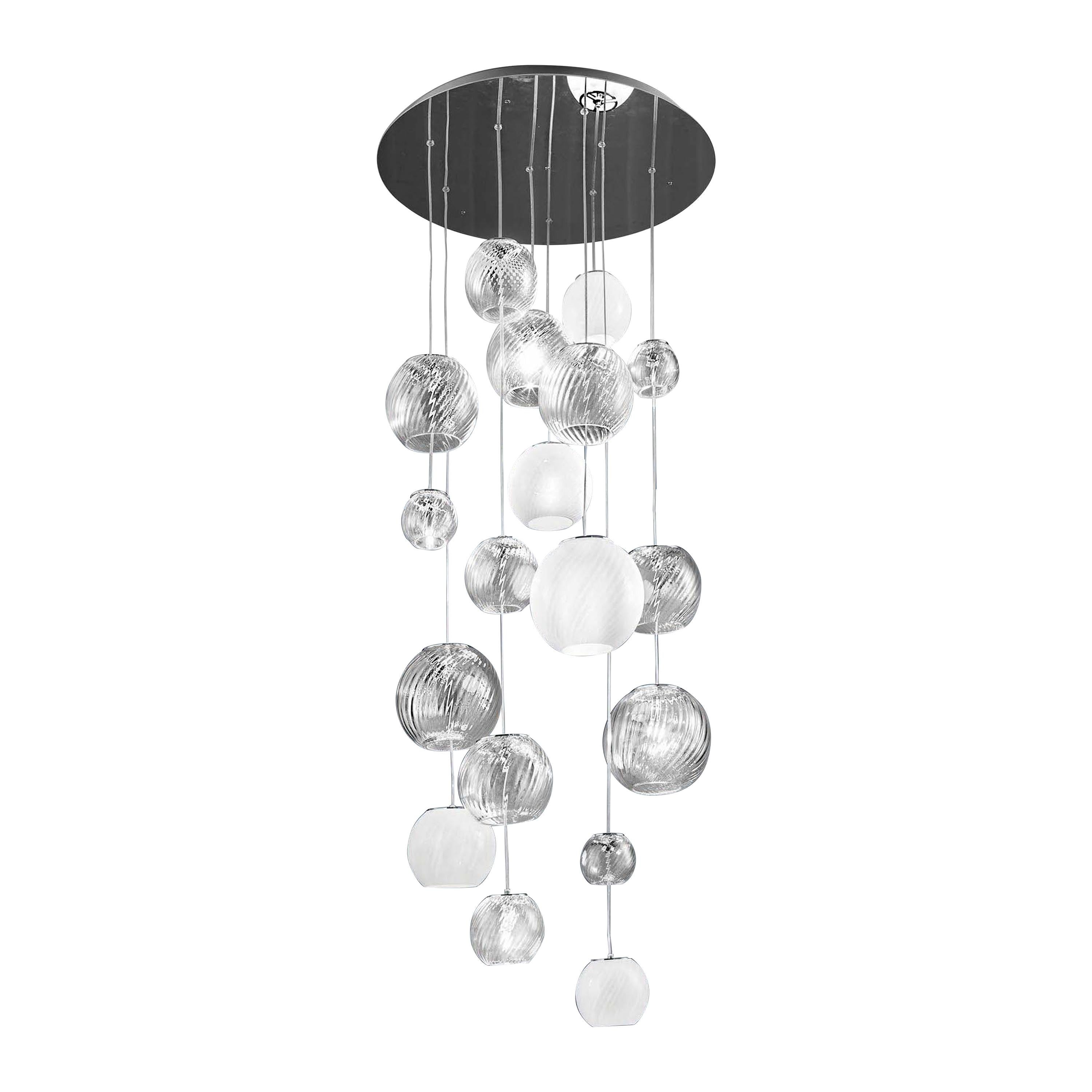 For Sale: Clear (Crystal and Stripped Glass) Vistosi Oto SP R55 Suspension Light by Pio E Tito Toso