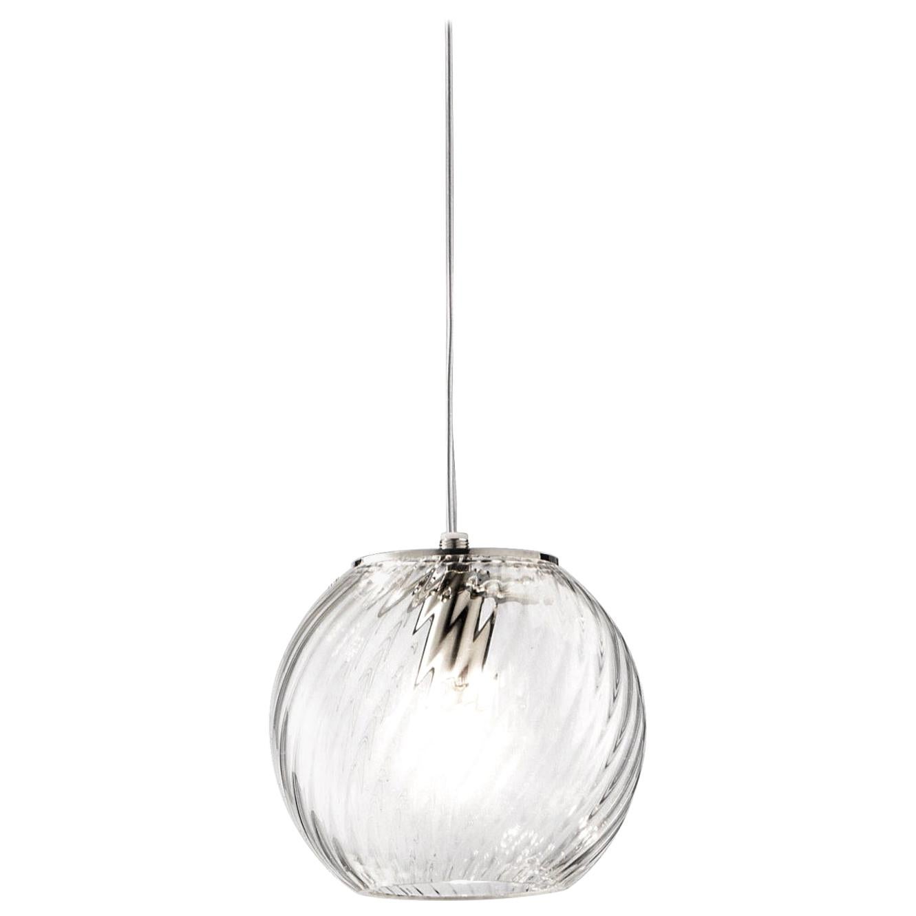 Vistosi Pendant Light in Crystal Striped Glass For Sale