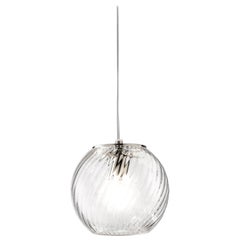 Lampe à suspension Vistosi en verre rayé cristal