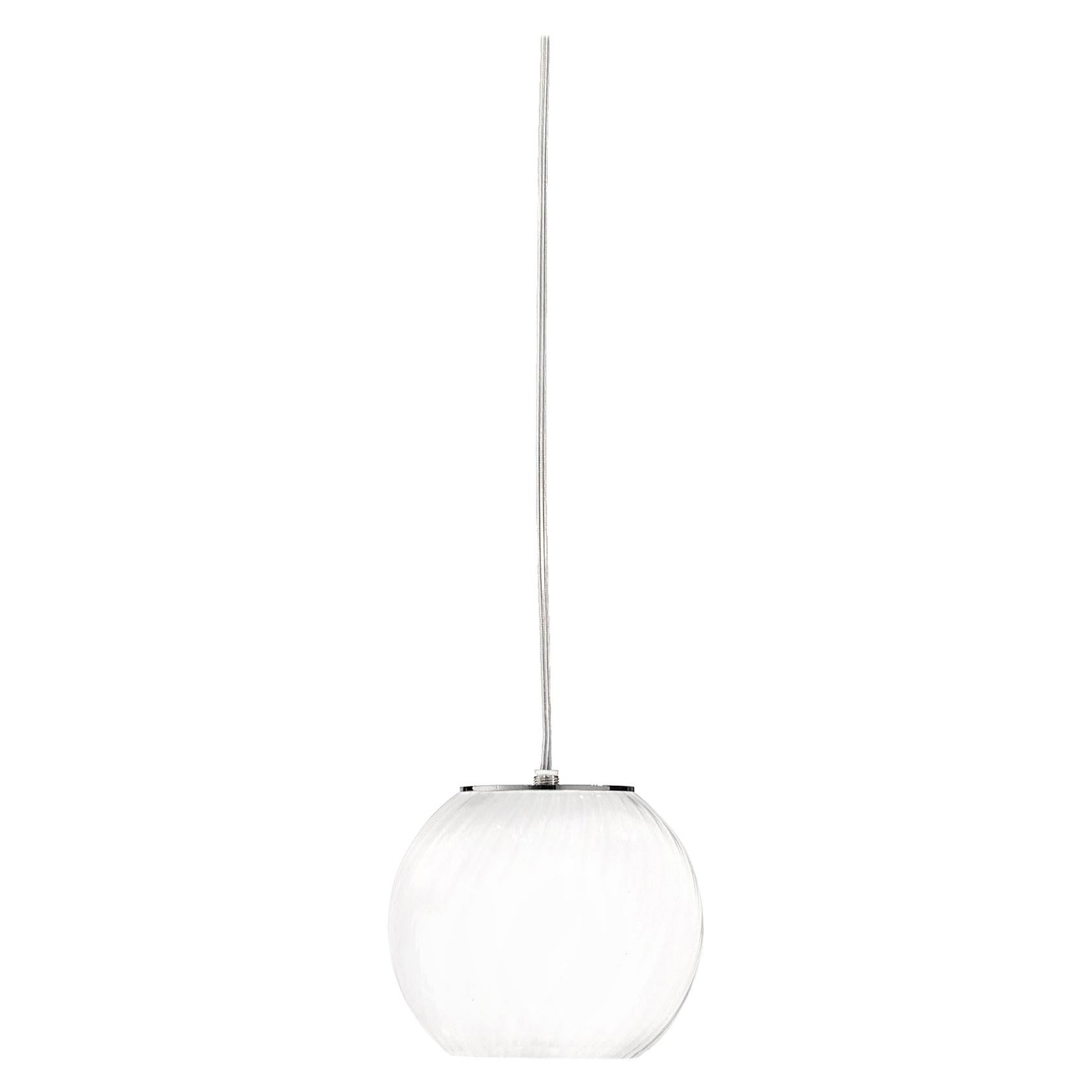 Vistosi Pendant Light in White Striped Glass For Sale
