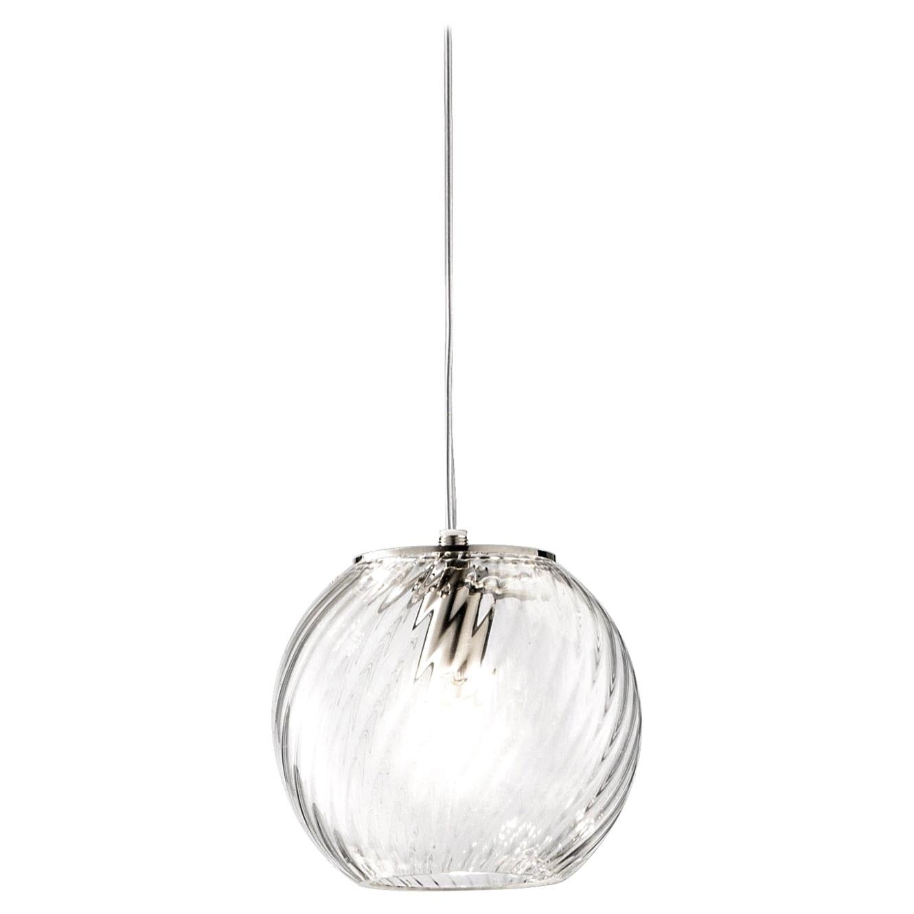 Vistosi Pendant Light in White Striped Glass For Sale