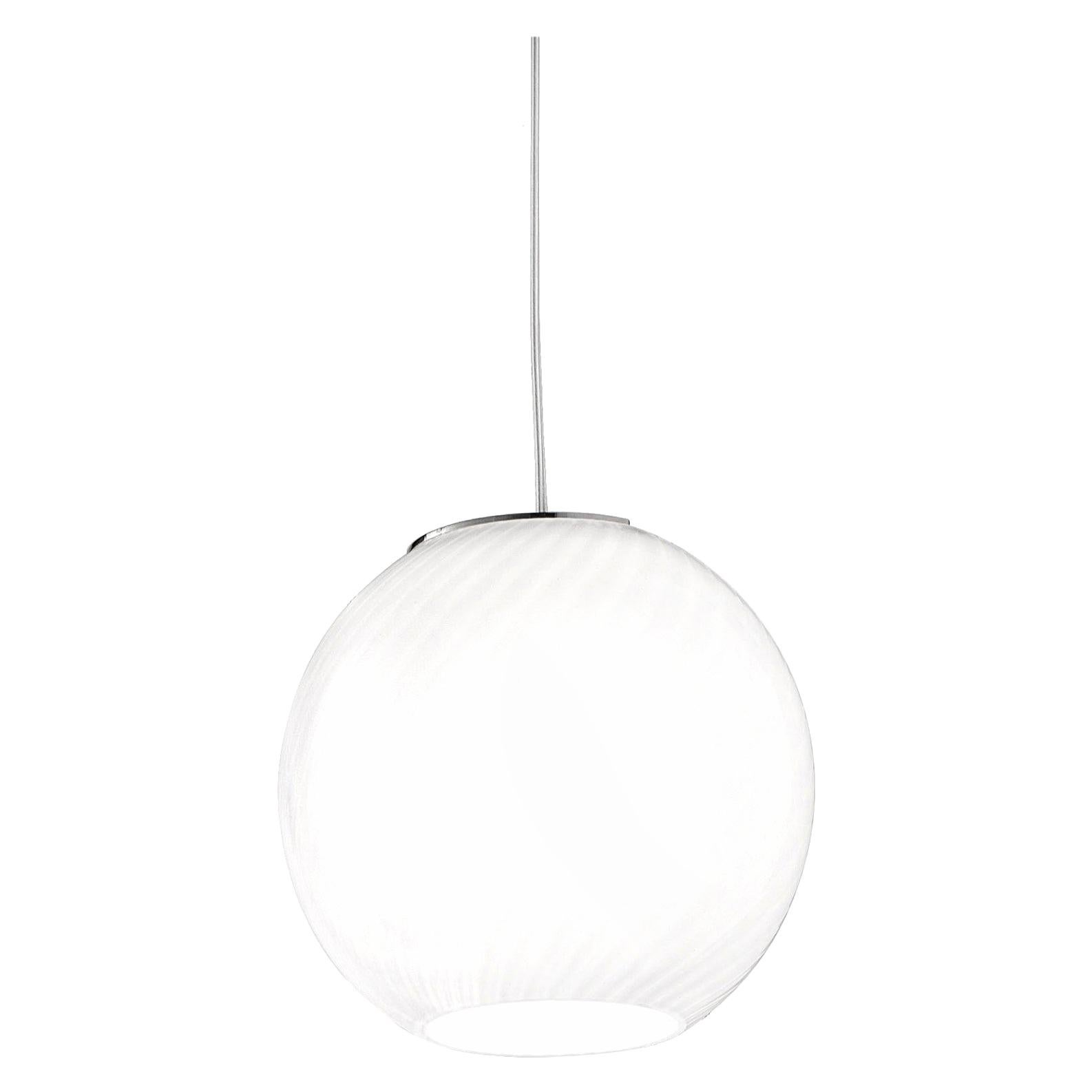 Vistosi Pendant Light in White Striped Glass For Sale