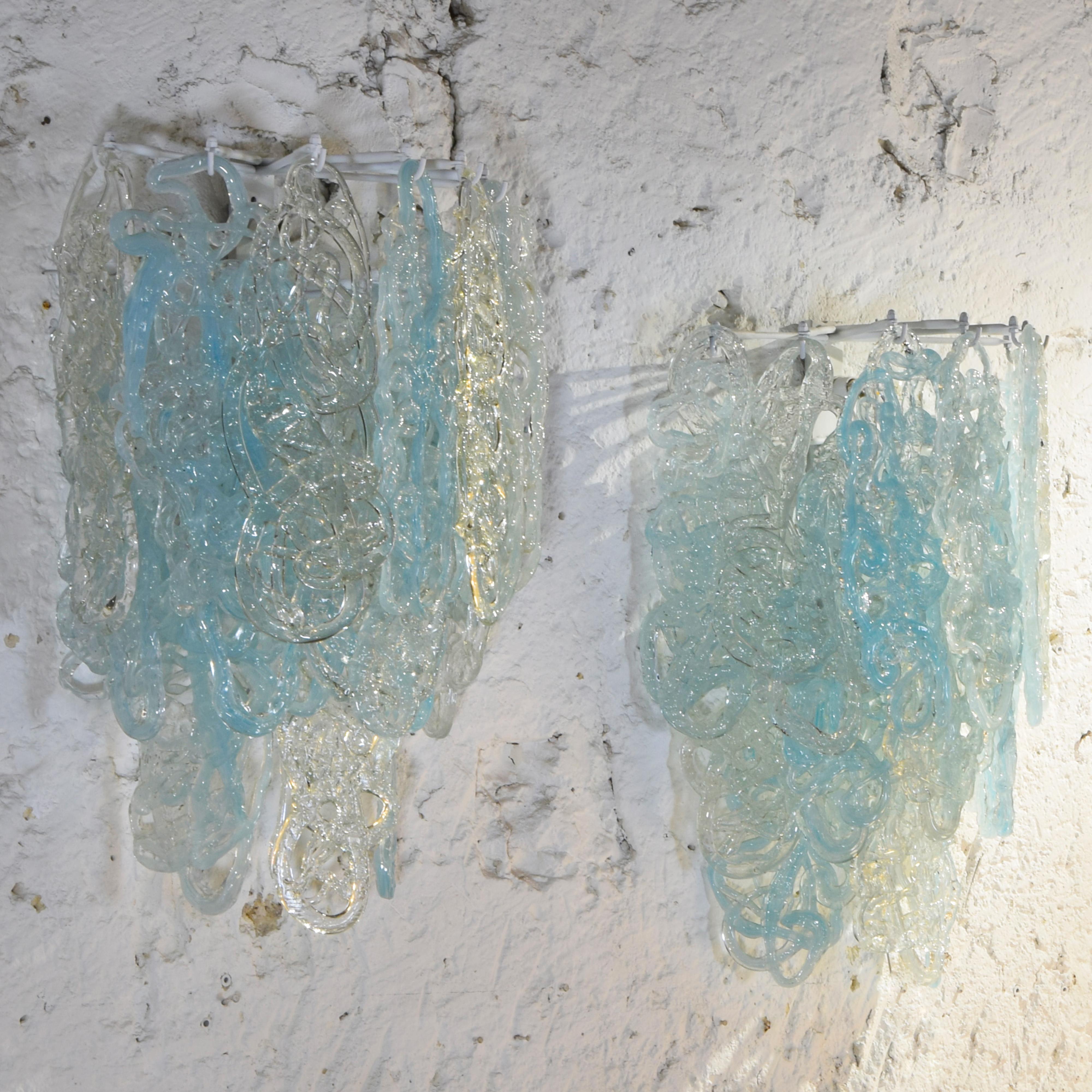 Italian Vistosi pair wall lamps sculpture 1960s. For Sale