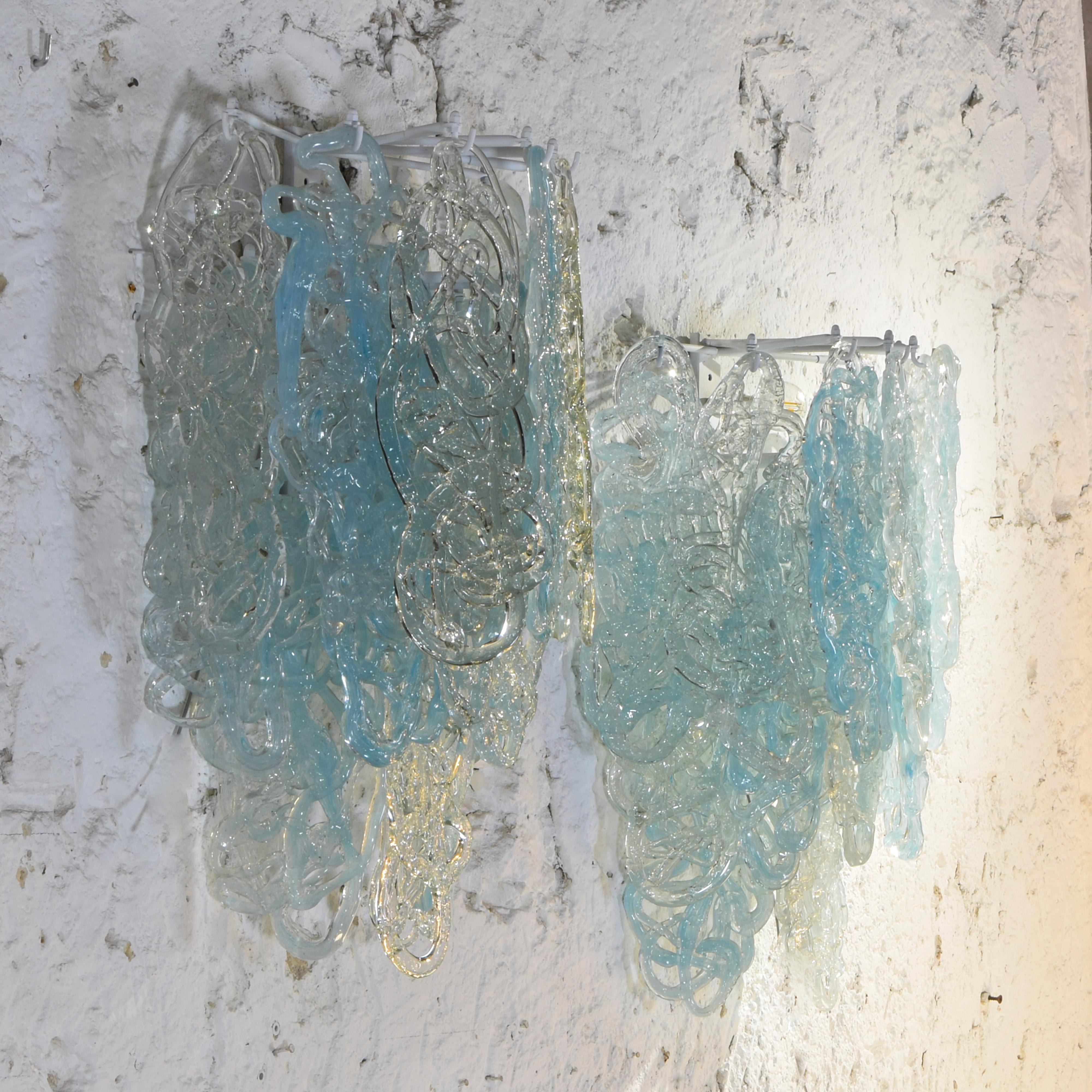 Vistosi pair wall lamps sculpture 1960s. In Good Condition For Sale In bari, IT