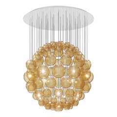 Vistosi Lights en verre strié ambre et cadre blanc brillant